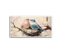 Valentines Day TV Art Love Bird TV Vintage Cherry Blossom Valentines Painting Moody Romantic Gifts Home Décor Bedroom Romance Wall Living Room Accent 8x16 inches Unframed