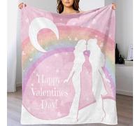 Valentines Day Two Girls In Love Custom Design Blanket Throw Fleece Blanket Flannel Blankets,Bed Couch And Sofa Soft Fluffy 3D Print Blanket For Outdoor Travel Bedroom Living Room 70x80inch(180x200cm)