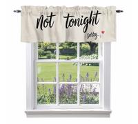Valentine's Day Valance Curtain Not Tonight Sorry Red Broken Love Heart Linen Texture Window Valances Rod Pocket Short Curtains Window Treatments for Kitchen Bedroom Bathroom Laundry 42" x 12"