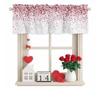 Valentine's Day Valance Curtain Romantic Falling Gradient Pink Black Love Heart Window Valances Rod Pocket Short Curtains Window Treatments for Kitchen Bedroom Bathroom Laundry 42" x 12"