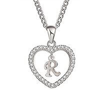 Valentine's Day Wedding Anniversary jewelry Concise Hollowed heart Alphabet unisex necklace jewelry Neck chain pendant Decor, Gift for Women Kids Child necklace - Silver