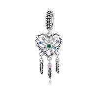 Valentine's Day Wedding Charm 925 Sterling Silver Cute Bear Bowknot Bag Love Heart Charms For Pandora Women's Snake Chain Bracelet (Love Dreamcatcher Charm)