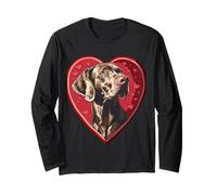 Valentine's Day Weimaraner Dog Vector Long Sleeve T-Shirt
