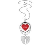 Valentine's Day White Be Mine Pendant Angel Wings Rotating Necklace Jewelry