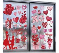 Valentines Day Window Clings Decor, Valentines Day Decorations, Red Pink Heart Stickers, Romantic Cupid Decals for Home, Office, Glass Doors, 9 Sheets