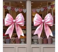 Valentine's Day Window Clings with Extra Large Bow Design Gloss Window Decals Reusable Static Window Stickers for Wedding Anniversary Party Home Glass Door Decor 15.7 * 11.8 in