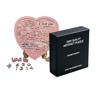 Valentine's Day Wooden Puzzle - "I Love You" in 100 Languages | Interactive Romantic Gift with Display Bracket | Natural Wood Craftsmanship, Soft Pink Coating | Unique Love Keepsake for Couples