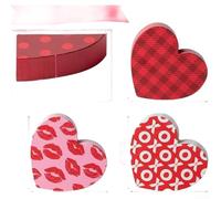 Valentines Day Wooden Table Decor 6 Piece Set Cartoon Style Double Sided Printed