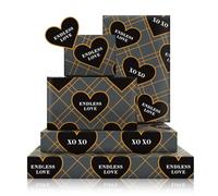 Valentine's Day Wrapping Paper for Man,4 Sheet Endless Love with Heart Gift Wrapping Paper Cool Black Gray Papers for Wedding Birthday Anniversary Boyfriend Husband Gift Wrap Supplies,28x20 Inches