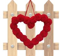 Valentine's Day Wreaths, Valentine's Day Pompom Wreath, Colorful Heart Shape Pom Pom Garland - Artificial Door Wreath for Valentine's Day, Lie Arrangement Garland