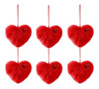 Valentines Decor 6PCS Plush Heart Hanging Ornaments Valentines Day Decorations