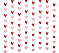Valentines Decorations, 12 Meters 8 Strands Heart Decorations For Valentine's Day And Anniversaries, 1.5m Per Strand With 7cm x 6.8cm / 8cm Hearts, Hanging Heart Decorations With Pink Bunting
