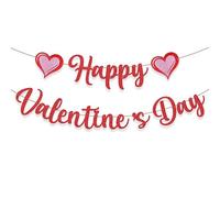 Valentines Decorations Banner, Red Pink Heart Valentines Day Banner, Happy Valentines Day Banner Garland Decorations Kit, Valentine Day Banner Hanging String Garland for Valentine's Day Theme Decor