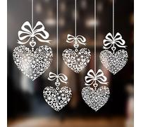 Valentines Decorations - Valentine's Day Window Decorations - Set of 5 Hanging' Hearts and Bows Valentines Window Stickers - Valentines Window Display