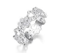 Valentines Dog Paw Rings for Women S925 Sterling Silver Cubic Zirconia Cute Cat Puppy CZ Paw Print Ring Stackable Ring Pet Jewelry Gifts Size 8
