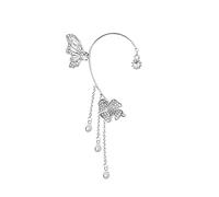 Valentines Earrings for Women Butterfly Tassel Style Zircon Earrings for Teen Girls Minimalist Piercing Studs Trendy Earrings 3 Hole Earrings Set for Women (B-b, One Size)