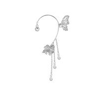 Valentines Earrings for Women Butterfly Tassel Style Zircon Earrings for Teen Girls Minimalist Piercing Studs Trendy Earrings 3 Hole Earrings Set for Women (A-b, One Size)