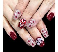 Valentines False Nails Square Fake Nails Cats Eye Press On Nails Stick On Nails Artificial Nails Acrylic Nails 5 Sizes