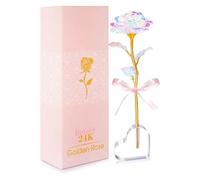 Valentines Galaxy Colourful Rose Gifts for Her Enchanted Rainbow Flower Gift with Heart Base Birthday Rose Gifts for Women Best Present for Girlfriend Mum Wife Daughter Grandma Valentine Mothers Day