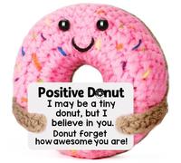 Valentines Galentines Inspirational Crochet Donut Gift, Motivational Positive Emotional Support Cute Handmade Yarn Donut for Women Men Kids Coworker Friend Boss College Student