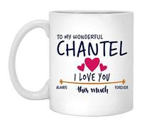 Valentines Gift for Women Birthday Gift Name Mug - to My Wonderful Chantel I Love You This Much Always, Forever - Anniversary, Wedding, Birthday Gift Ideas for Wife - Funny Coffee Mug White