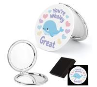Valentines Gifts For Her Compact Mirror For Female Whale Gifts Travel Mirror With Whale Print Presents For Women Folding Travel Makeup Mirrors For Friend Female Wife Sister For Make Up Women