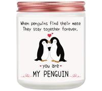 Valentines Gifts for Her, Romantic Penguin Candle Gifts for Him, Anniversary Wedding Gift for Couple,Present for Girlfriend Birthday, 200g Lavender Scented Soy Candle