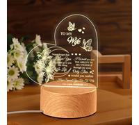 Valentines Gifts for Her, Wife Birthday Gifts Wife Gifts from Husband - to My Wife USB Heart Arylic Night Light Gifts, Wedding Anniversary Christmas Presents for Wife (Wife Gifts)