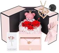 Valentines Gifts for Mum from Daughter Son, Mother Birthday Gifts Ideas from Kids, Unique Preserved Real Roses with I Love You Mum Necklace, Mam Mum Mom Mother Valentines Gifts Present