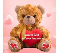 Valentines Gifts Teddy Bear with Heart and Bow as Personalised Gifts for Her/Him, Valentine Teddy Bear with Text as Valentine Gifts for Kids/Valentine Gifts for Him Valentine Decor (8 IN-Text)