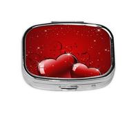 Valentines Glitters Love Hearts Printed,Meta Pill Box 2 Compartment Medicine Case,Portable Organizer,Rectangle Meta Portable Organizer Pill Box 2075 Compartment Medicine Case