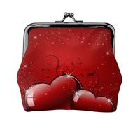 Valentines Glitters Love Hearts Printed, PU Leather Coin Purse, Small Wallets, Change Pouch with Kiss Lock Clasp Buckle, Change Purse