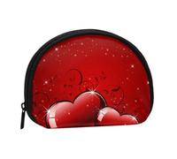 Valentines Glitters Love Hearts Printed, Women's Storage Bag Shell Makeup Bag Small Coin Purse Shell Change Pouch