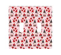 Valentine's Gnome Light Switch Cover Plate/Outlet Covers, Red and Peach Heart Patterns for Holiday Decor, Thermoplastic Wall Plates, Standard Size Double Toggle