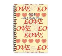 Valentines Heart 2026 Notebook A5 To Do List Notebook Organiser Mens Journal Diary And Planner 2026 for Homework Week To View Monthly Year Diary Planner with Dotted Line Note Page Slim