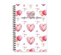 Valentines Heart 2026 Planner A5 To Do List Notebook Diary for 2026 Mums Diary Journal Planner for Student Week To View Monthly Year with Dotted Line Note Page Slim
