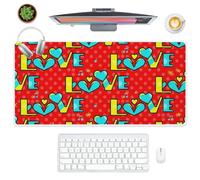 Valentines Heart Desk Pad Gamer Mouse Mat with Non-Slip Rubber Base Smooth Face Extended Mouse Pads 90X40 cm Large Mousemat Office Desk Decor Office Gifts Mousepad Large for School Home Gaming
