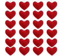 Valentines Heart Hanging Knitted Ornaments,24Pack Valentine's Day Crochet Heart Decorations Hanging Pandant,Heart For Valent