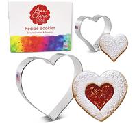 Valentines Heart Linzer Premium Cookie Cutters 2-Pc. Set Made in USA by Ann Clark, Heart, Mini Heart
