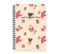 Valentines Heart Locks with Keys 2026 Planner Diary A5 To Do List Notebook Personal Organiser Mums Diary 2026/ Planner for Teaching Assistant Week To View Monthly Year with Dotted Line Note Page Slim