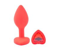 Valentines Heart Shaped Diamond Base Butt Plug Small Red