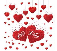 Valentine's Heart Static Cling Stickers, 2-Pack, 40 x 60 cm Double-Sided Window Decals, Self-Adhesive PVC, Moisture-Resistant, for Living Room Bedroom Decor