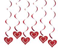 Valentines Heart Swirl - PET 6pcs Ceiling Wall Decor Set, Romantic String Hanging Pendants, Festive Design | Stylish Swirl Accents for Door Bedroom Window Party Porch Kitchen Mantle Wedding