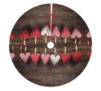 Valentine'S Hearts Thick Christmas Tree Skirt With Flannel Backing,Polyester Water-Resistant Full Print Holiday Tree Collar For Christmas,Halloween,New Year Decorations