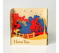 Valentines ‘I Love You’ Bike Ride 3D box card.Love Collection. Perfect Valentine’s day, Anniversary, Birthday surprise greeting card gift for Him, Her, Husband, Wife, Boyfriend, Girlfriend.12cmx18cm