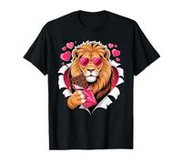Valentines Lion with Chocolate Hearts Romantic T-Shirt