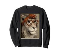 Valentines Lion with Hearts Glasses Romantic Animal Coquette Sweatshirt