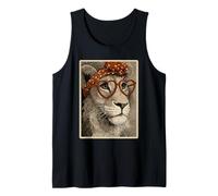 Valentines Lion with Hearts Glasses Romantic Animal Coquette Tank Top