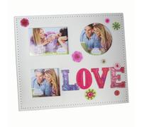 Valentine's "Love" 3 Aperture Embroidered Photo Frame In a Gift Box