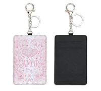 Valentines Love Hearts Access Card Holder with Keychain Bus Pass Holder for Women Men with 2 Card Slots Slim Wallet for Nurse Teacher Student Meal Bank Credit Cards Daily Use Travel Essentials